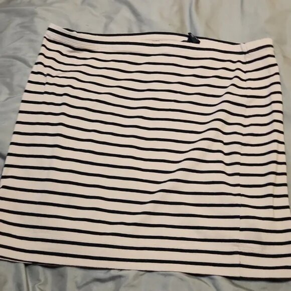 H&M Black and Tan Striped Cotton Mini Skirt Size L - Picture 3 of 3